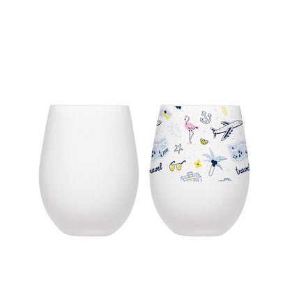 Wholesale 17 OZ Sublimation Glass Wine Cups Bulk Frosted White 12 Pack & 36 Pack & 72 Pack