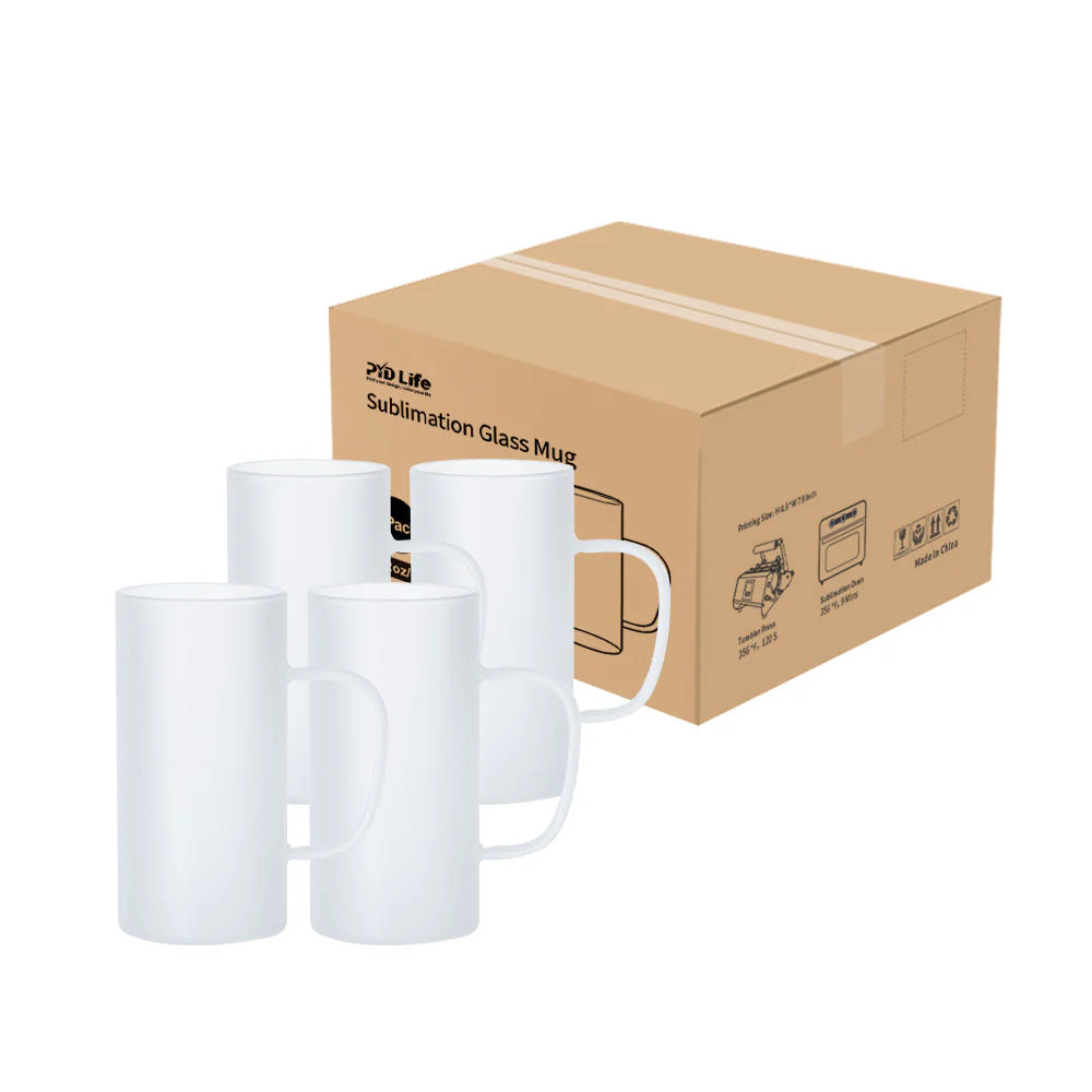 Wholesale 22 OZ Sublimation Glass Beer Mugs Bulk Frosted White 8 Pack