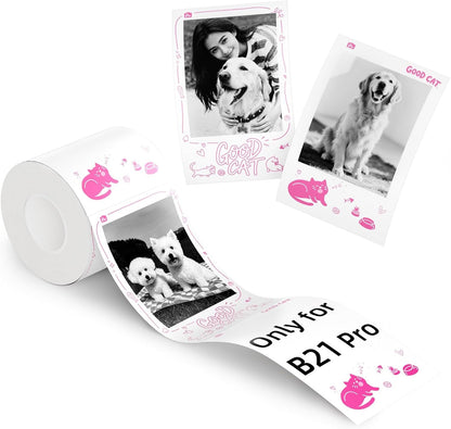 NIIMBOT Photo Papers Only Compatible with Pro Series Label Makers, Cute Cat Stickers for Kids, Beauty Memories (2.1''X3.4''-54X86Mm)