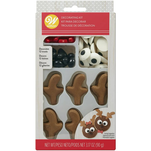 Reindeer Decorating Kit, Edible Candy Pieces for Treats, Assorted, 3.17 Oz., 12 Pieces