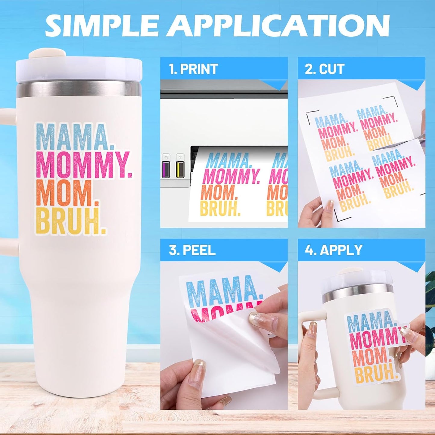 Printable Vinyl Sticker Paper for Inkjet Printer, Glossy Inkjet Printable Vinyl, 8.26" X 11.69" A4 56 Sheets/Pack Printing Paper for Craft Scrap-Booking, Stickers, Labels