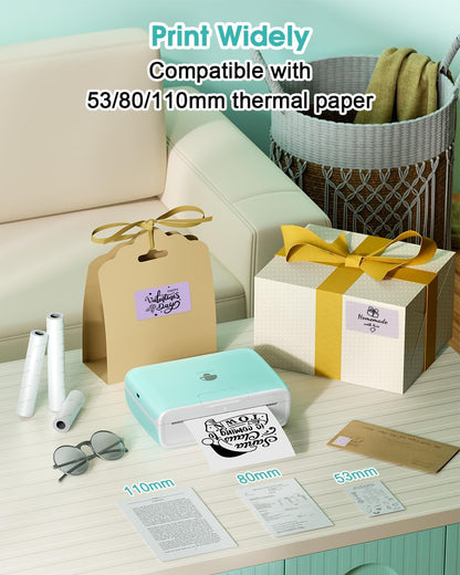 Phomemo M04S Sticker Thermal Printer AI Smart Printer Bluetooth Printpod Note Printer, Support 2/3/4 Inch Printing Width, 300 Dpi,Compatible with Phones, Suitable for Gift, Notes, Documents