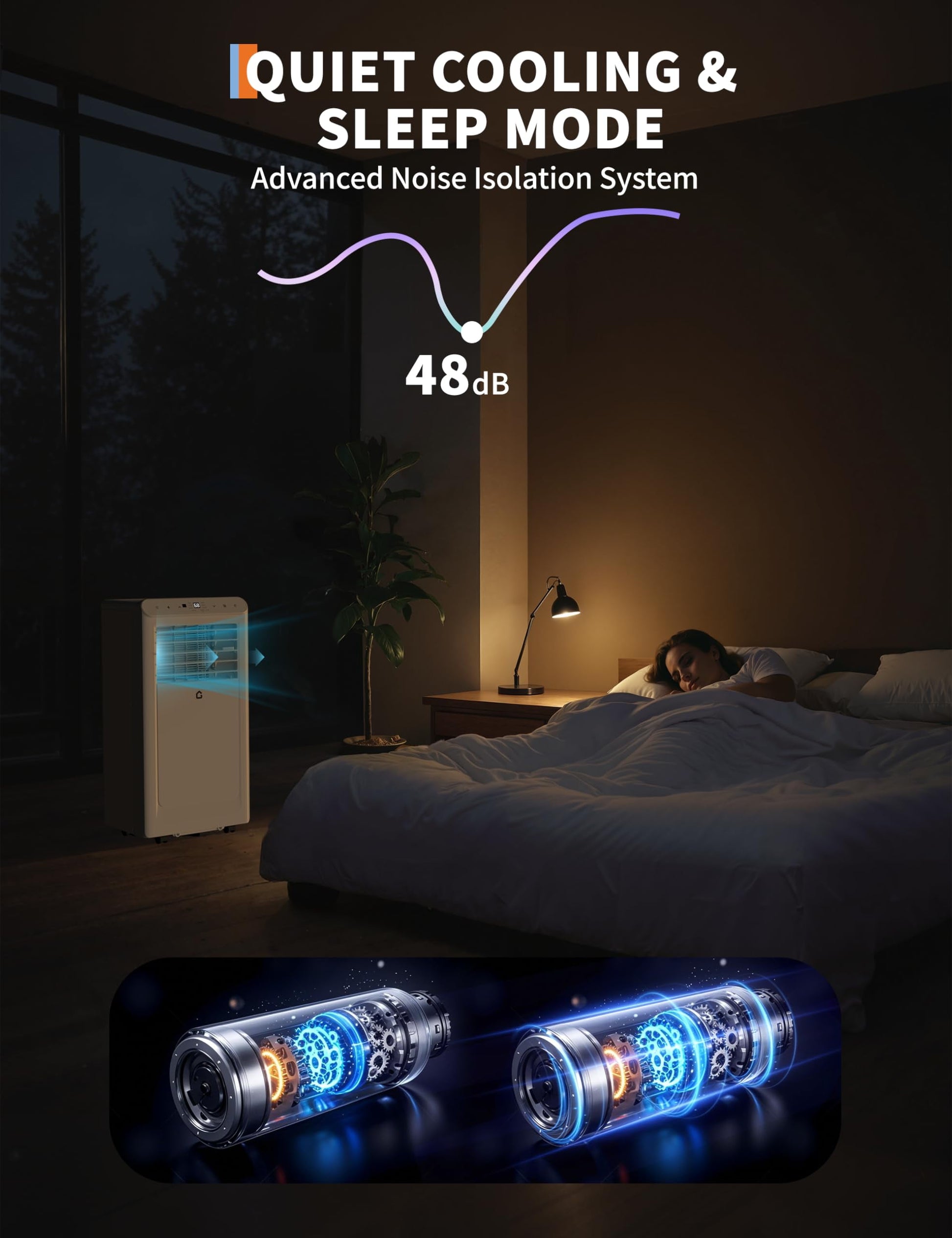 Portable Air Conditioner, 8000 BTU for Rooms up to 350 Sq. Ft. 4 Modes with Remote Control Quiet AC, Dehumidifier, Fan Includes Window Installation Kit, 24-Hour Timer,Sleep Mode,White