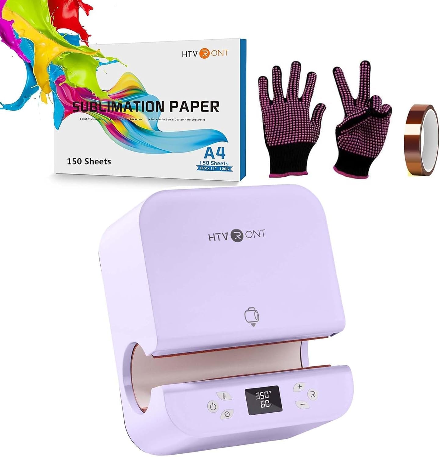 Auto Tumbler Heat Press Machine(Purple), 150 Sheets A4 Sublimation Paper