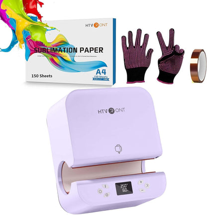 Auto Tumbler Heat Press Machine(Purple), 150 Sheets A4 Sublimation Paper