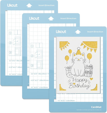 Likcut S501 Portable Vinyl Cutting Machine, 3 Pack Insert Card Mat 4.5" X 6.25"