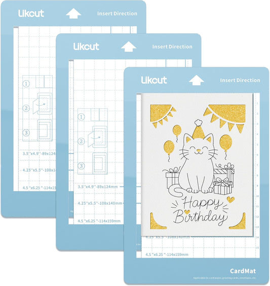 Insert Card Mat 4.5" X 6.25" for Vinyl Cutter - 3 Pack Cutting Mats Compatible with Cricut Joy, Create Event Cards for Parties, Weddings, Holidays, Scrapbooks & Keepsakes
