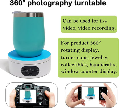 YVV Rotating Display Stand, 360 Degree Motorized Rotating Turntable, Adjustable Speed Rotating Display Stand, Electric Spinner for Photography Products Shows, Turner for Tumblers Display Base, White