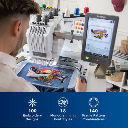 Entrepreneur W PR680WBNDL 6-Needle Embroidery Machine with Stand and Universal Cap Frame Set