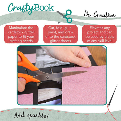 Glitter Cardstock Set - 15 Sheets of Rose Pink 12X12In Glitter Paper