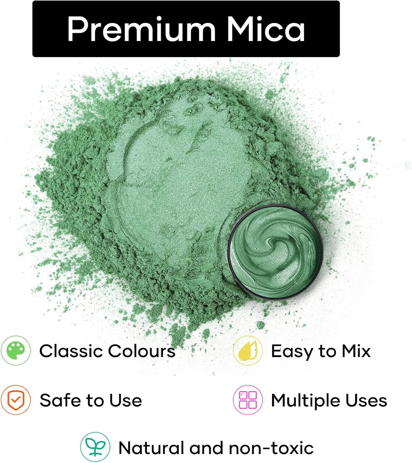 Mica Powder for Epoxy Resin - 1.76 Oz/50G Dark Green Mica Powder, Natural Mica Pigment Powder for Soap Making, Resin, Candle Making, Bath Bomb