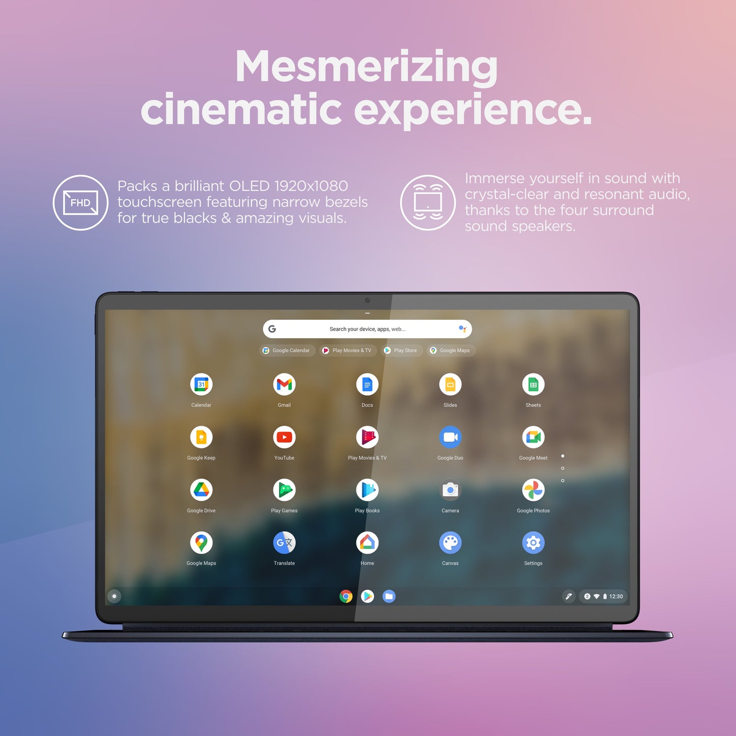 Ideapad Duet 5 Chromebook Laptop, 13.3" FHD OLED Touchscreen, Qualcomm Snapdragon SC7180, 4GB RAM, 128GB SSD, Abyss Blue, 82QS0001US