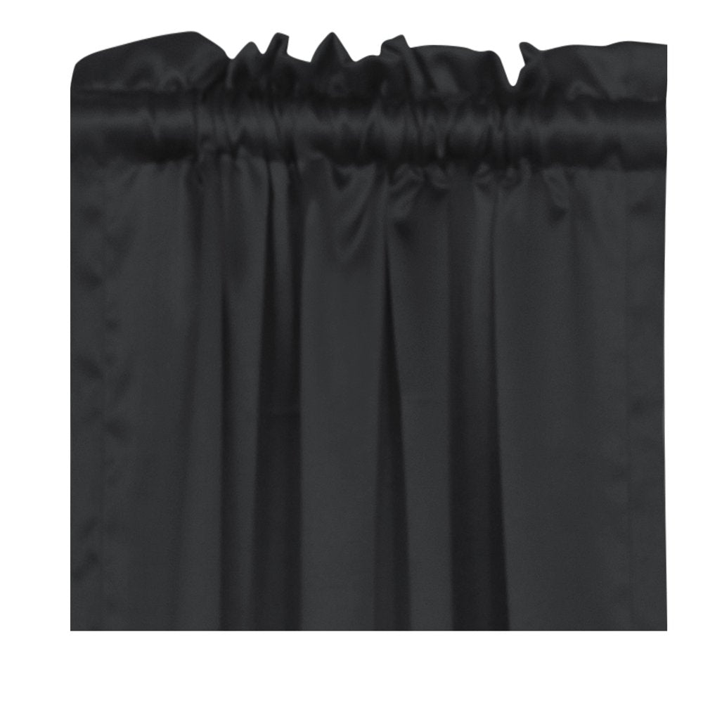 Solid Black Room Darkening Rod Pocket Curtain Panel Pair, 30" X 84"