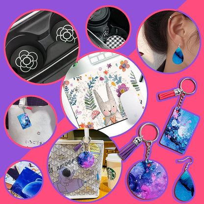 42Pcs Sublimation Blanks Products Set Sublimation Keychain Blank+Earring Blanks+Mouse Pad Blanks+Sublimation Coasters Blanks