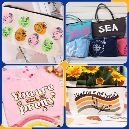 Heat Transfer Vinyl for T-Shirts, Clothes, Bags & Pillows, 33 Sheets 12"X12" for Heat Press Iron on HTV Vinyl Compatible with Most Cutters, Easy Cut & Weed