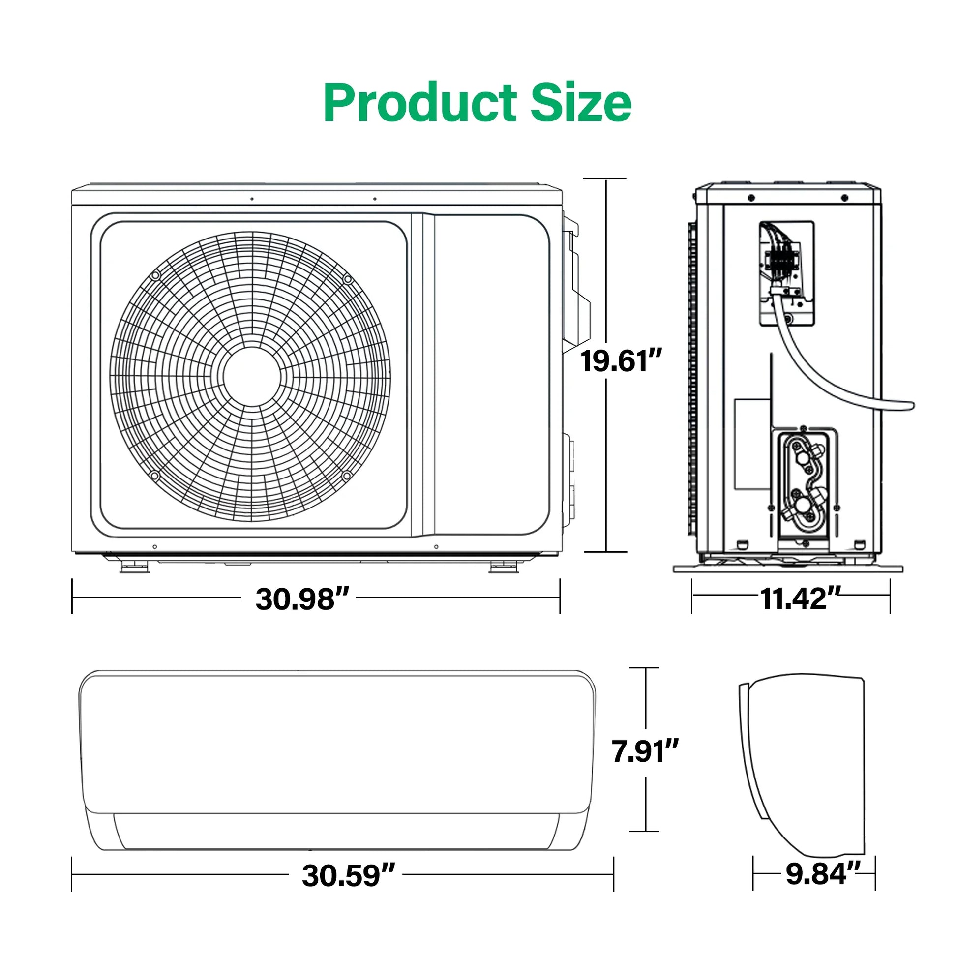 11500 BTU Mini Split Air Conditioner & Heater, Wifi Enabled 115V Energy Saving Wall Mounted Inverter Ductless AC Unit Cools up to 750 Sq. Ft, Heat Pump & Installation Kit