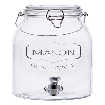 Clear Glass Mason Sun Tea Beverage Dispenser Jar