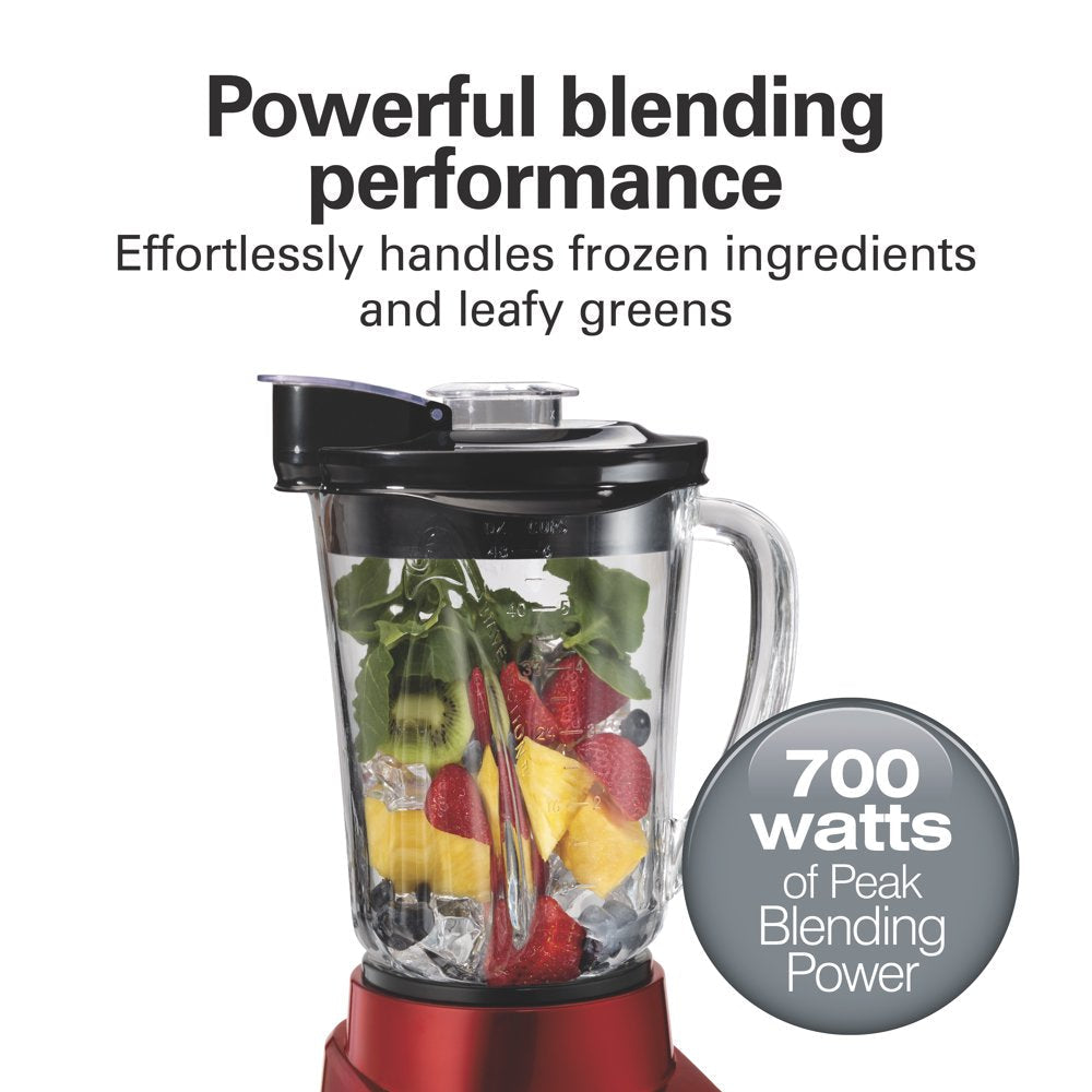 Wave Action Blender for Shakes and Smoothies, 48 Oz. Capacity, Glass Jar, Red, 53519