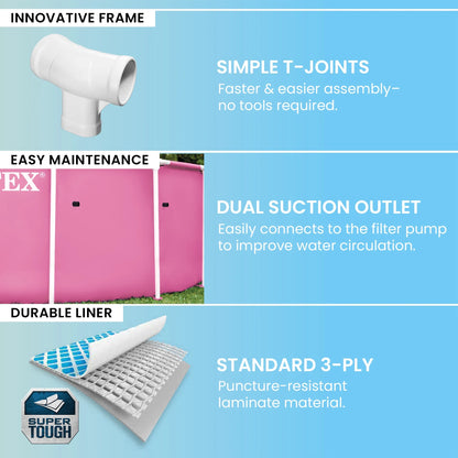 28290EP 8Ft X 30In Pink Metal Frame above Ground Pool, Pool Only (Pump Not Included)