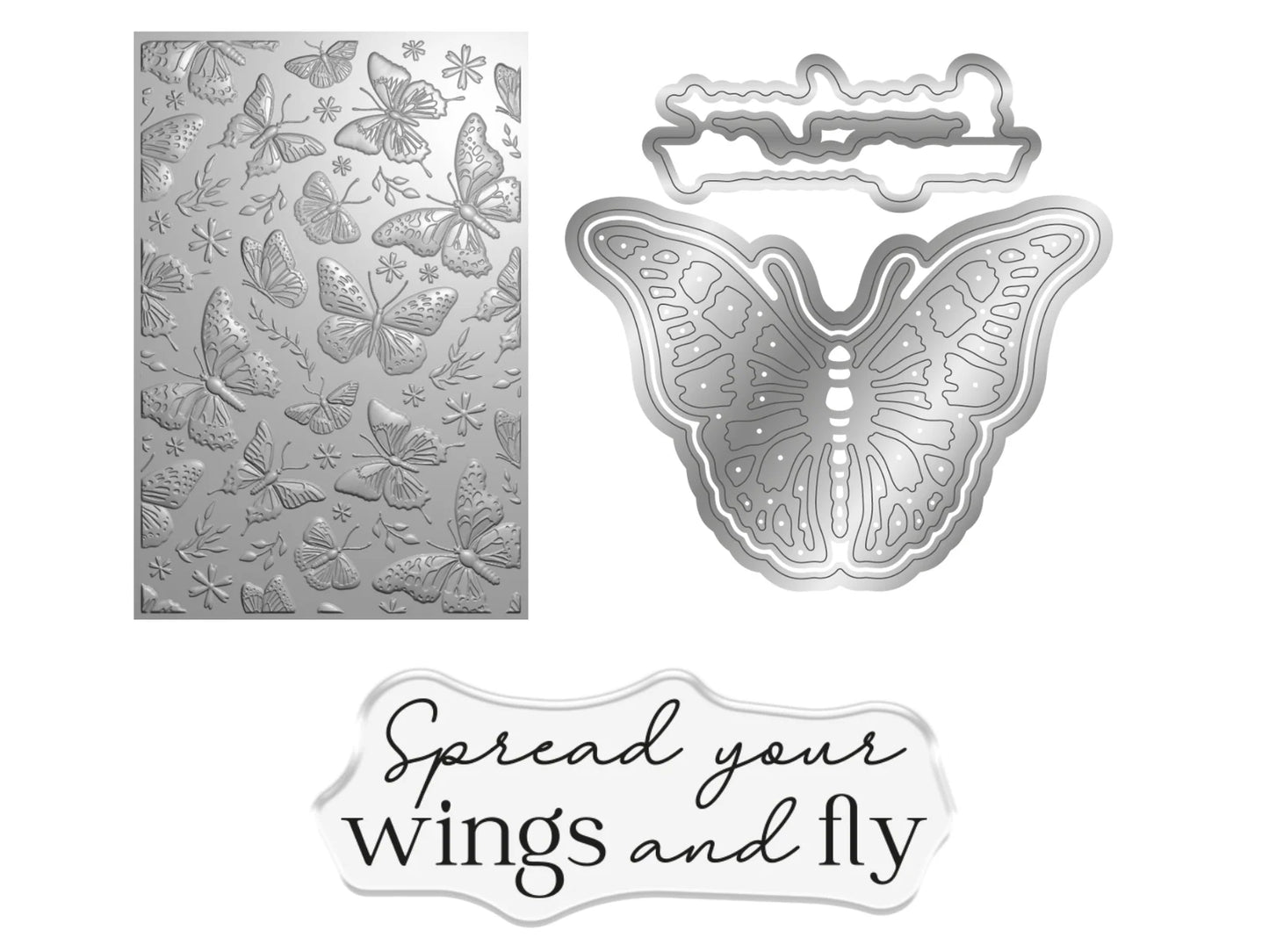Crafter'S Companion 3D Embossing Folder, Metal Die & Photopolymer Stamp - Splendid Butterflies