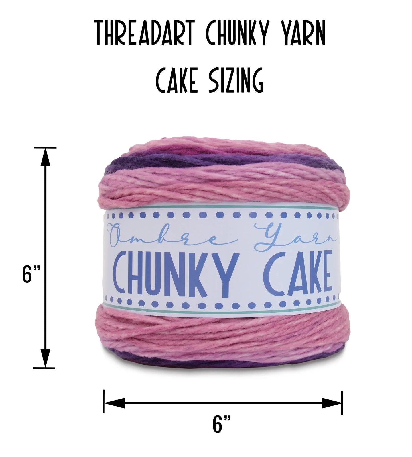 Threadart Ombre Yarn - Big Chunky Yarn Cake, 300G (316 Yards) – Thick Super Bulky #6 for Knitting & Crochet - Variegated 100% Soft Acrylic Fiber - Cherry Blossoms 07
