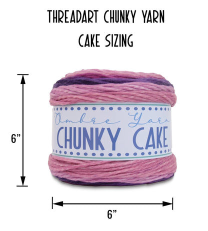 Threadart Ombre Yarn - Big Chunky Yarn Cake, 300G (316 Yards) – Thick Super Bulky #6 for Knitting & Crochet - Variegated 100% Soft Acrylic Fiber - Cherry Blossoms 07
