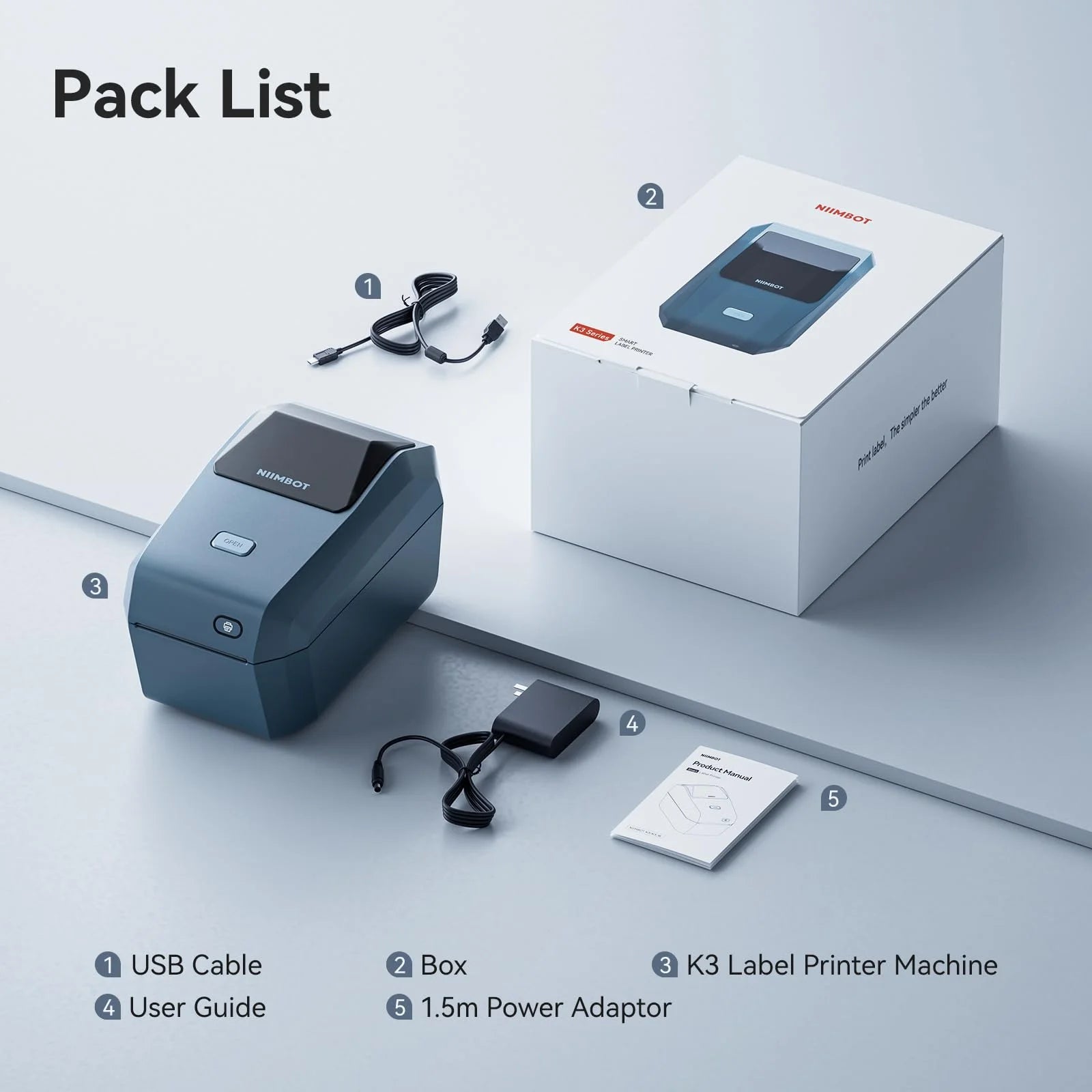 Thermal Label Printer, 3" Bluetooth Label Printer for Business and Industry,Printing Pictures, Text, Barcodes, Support Bluetooth/Usb/Wifi(Blue)