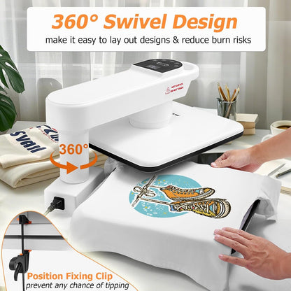 AKEYDIY 15X15 Heat Press, Dual Auto Heat Press Machine for T-Shirts, 360° Swing Away Heat Press with Auto Press Release for Sublimation Pillows, Canvas Bags, Puzzles, Coasters (15X15 White)