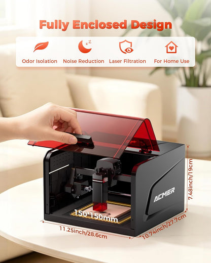 ACMER Laser Engraver Machine, K1 3500Mw Desktop Engraving Machine, 0.01Mm Ultra-Precision, Laser Cutter for Wood Acrylic Glass Leather, DIY Crafts & Small Business with Engraving Enclosure Honeycomb