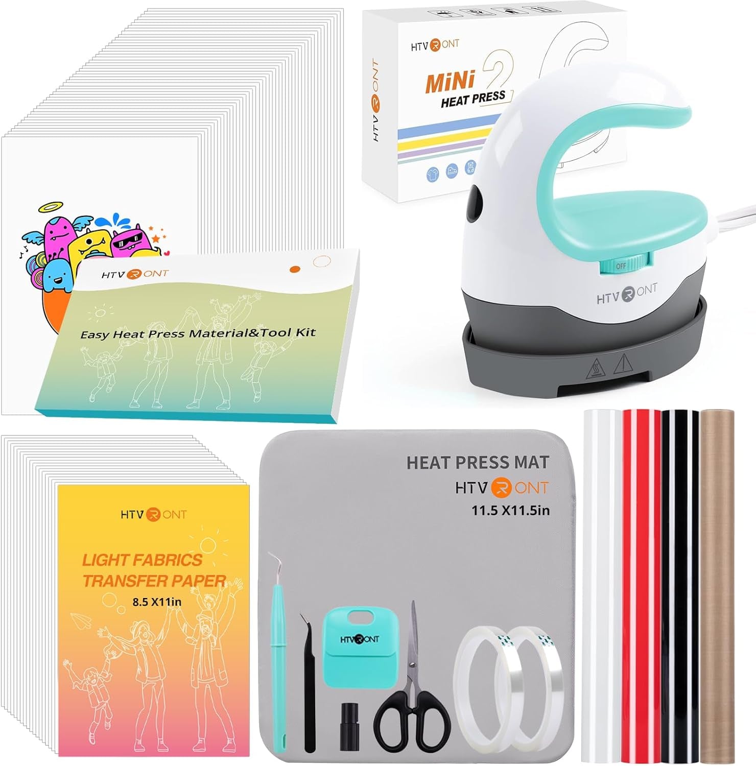 HTVRONT Heat Press Mini Heat Press Machine & Heat Press Accessories for Heat Press Machine