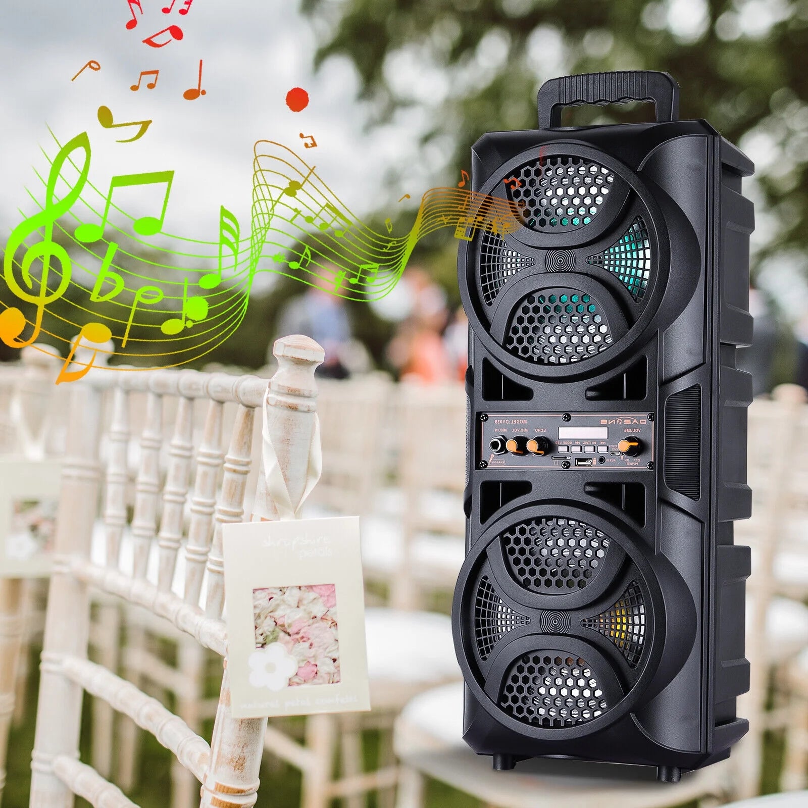 Dual 6.5" Woofer Portable FM Bluetooth Party Speaker Heavy Bass Sound Remote Control