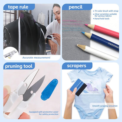Sublimation Shirts Tool Kits for Vinyl Alignment,Portable Pad for Ironing,T-Shirt Rulers Guide and Teflon Sheet for Cricut Heat Press HTV Vinyl Center Designs,Craft Sewing Accessories