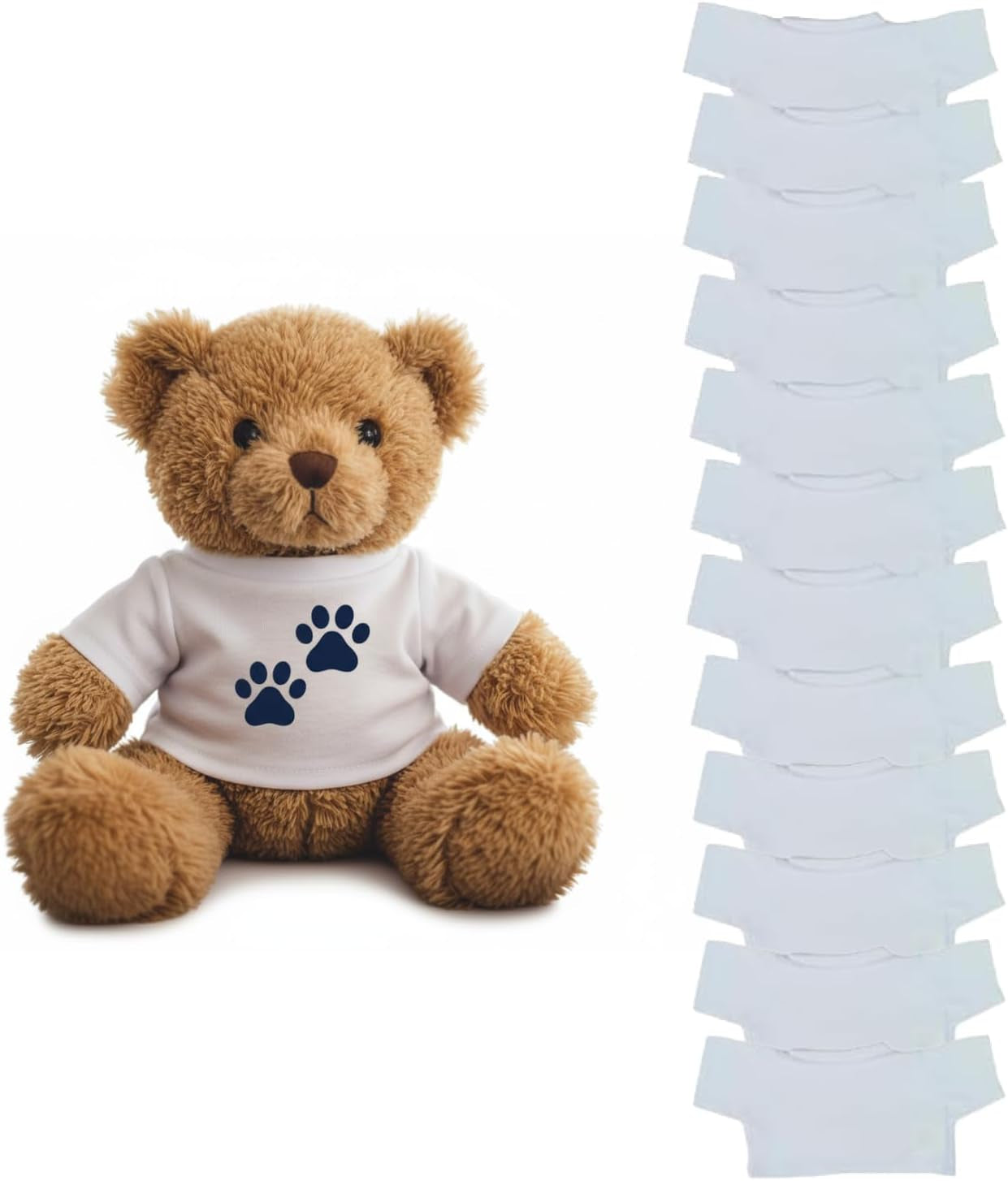 Get Ready Kids 12 Pcs Teddy Bear T-Shirts White Crew Neck for Plush Toys | Bulk Pack, Blank Polyester Tees Fit 12-16 in Stuffed Animals, DIY Crafts, Sublimation, Classroom Projects