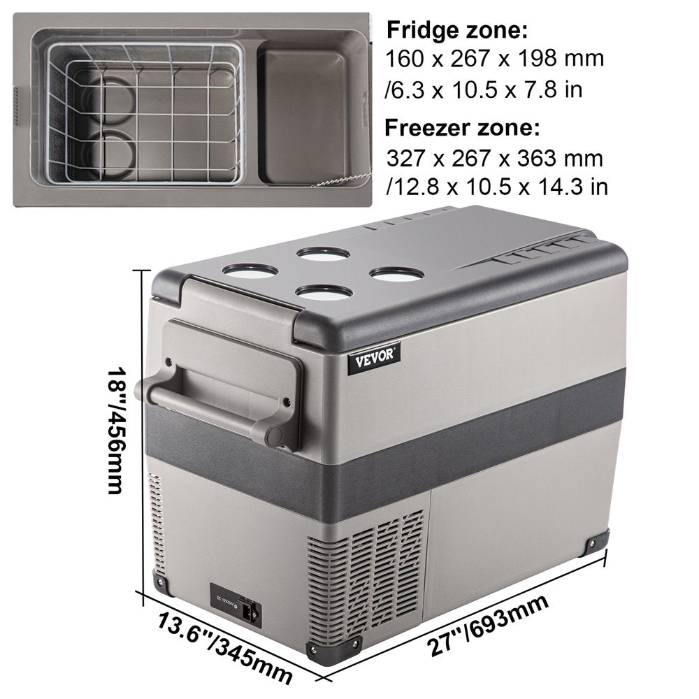 brand 45L Portable Car Refrigerator 48 Quart Compact RV Fridge 12/24V DC & 110-240V AC Vehicle Car Truck Boat Mini Electric Cooler for Driving Travel Fishing Outdoor and Home Use -4°F-50°F