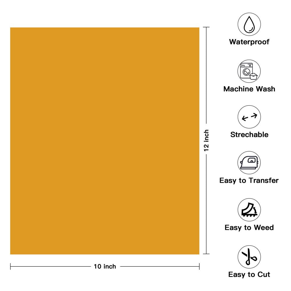 25 Sheets 12" X 10" PU HTV Heat Transfer Vinyl Bundles Iron on for T-Shirts, Includes Teflon Sheet and Weeding Tool for Easy Transfers