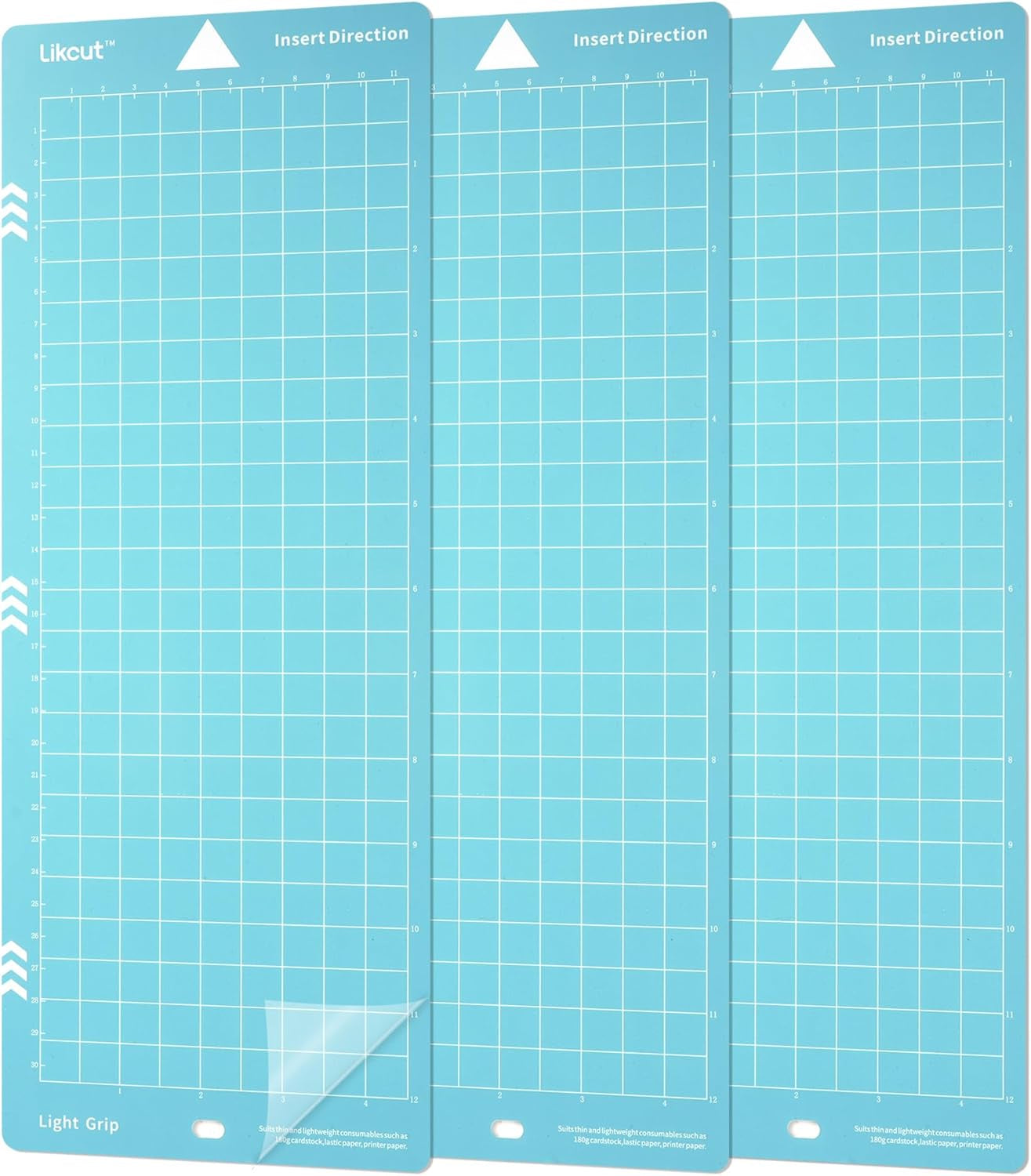 Light Grip 4.5" X 12" Cutting Mat for Glee S501 Cutter, Precision Adhesive Sticky Blue Quilting Replacement Cut Mats Accessories, DIY Cardstock, Vinyl Craft Easy-To-Clean Cutting Mats, 3 Packs