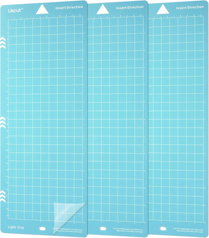 Light Grip 4.5" X 12" Cutting Mat for Glee S501 Cutter, Precision Adhesive Sticky Blue Quilting Replacement Cut Mats Accessories, DIY Cardstock, Vinyl Craft Easy-To-Clean Cutting Mats, 3 Packs