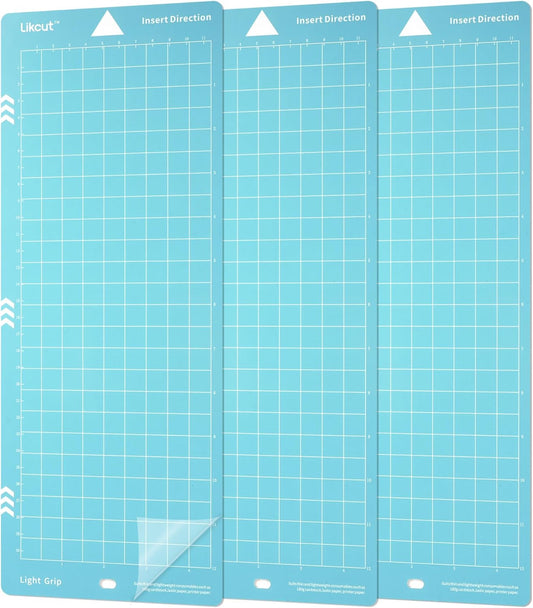 Light Grip 4.5" X 12" Cutting Mat for Glee S501 Cutter, Precision Adhesive Sticky Blue Quilting Replacement Cut Mats Accessories, DIY Cardstock, Vinyl Craft Easy-To-Clean Cutting Mats, 3 Packs