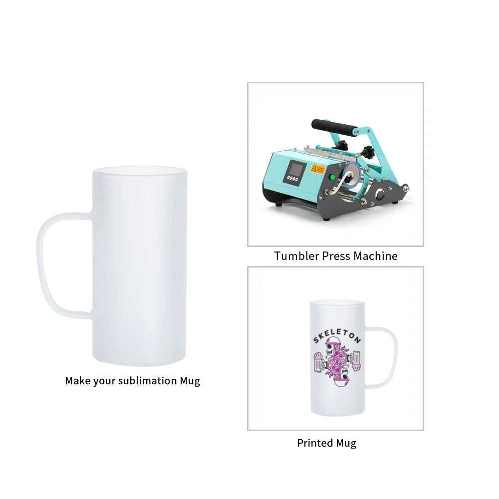 Wholesale 22 OZ Sublimation Glass Beer Mugs Bulk Frosted White 8 Pack