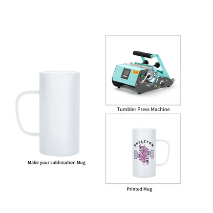 Wholesale 22 OZ Sublimation Glass Beer Mugs Bulk Frosted White 8 Pack
