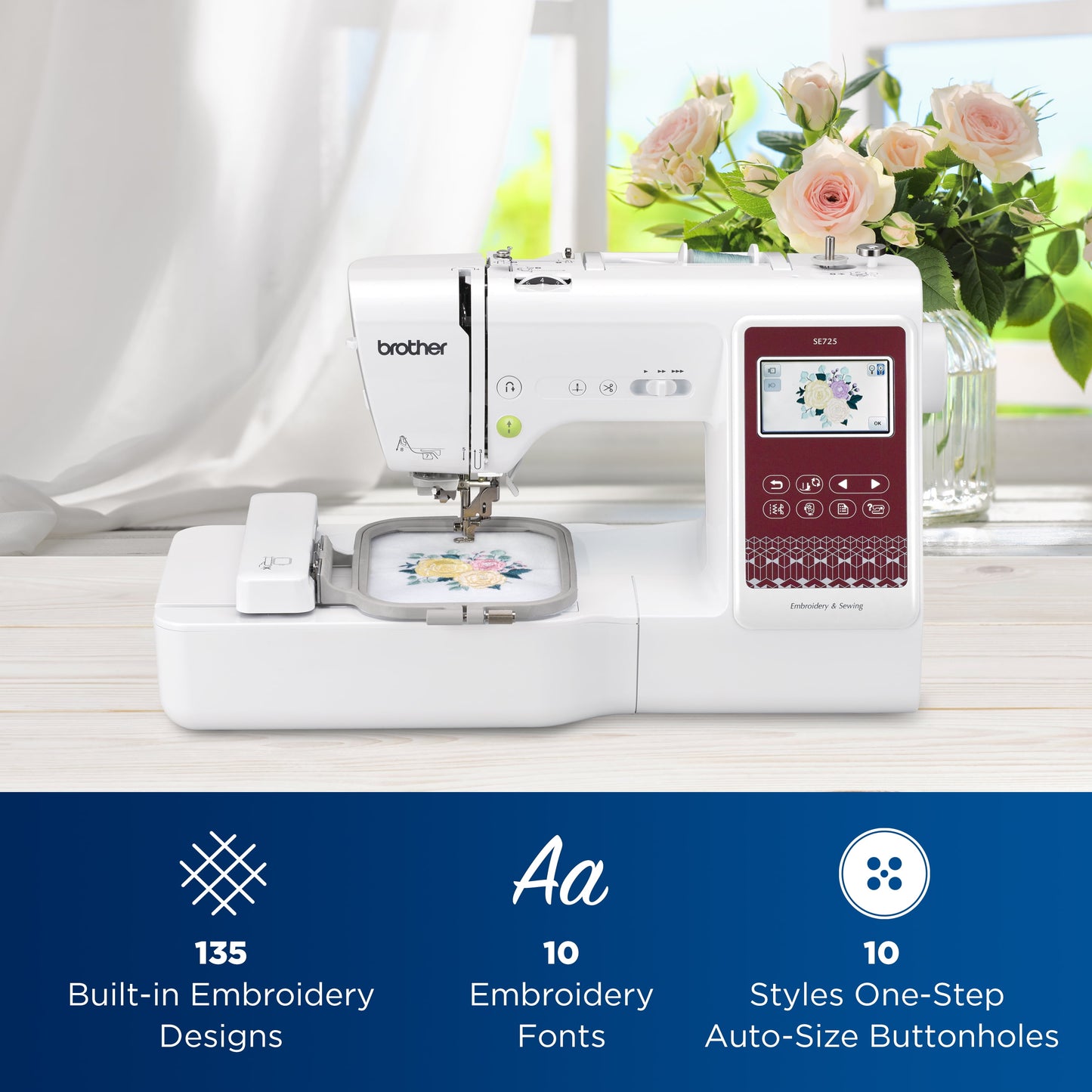 SE725 Sewing and Embroidery Machine with Artspira App, 50 Free Designs