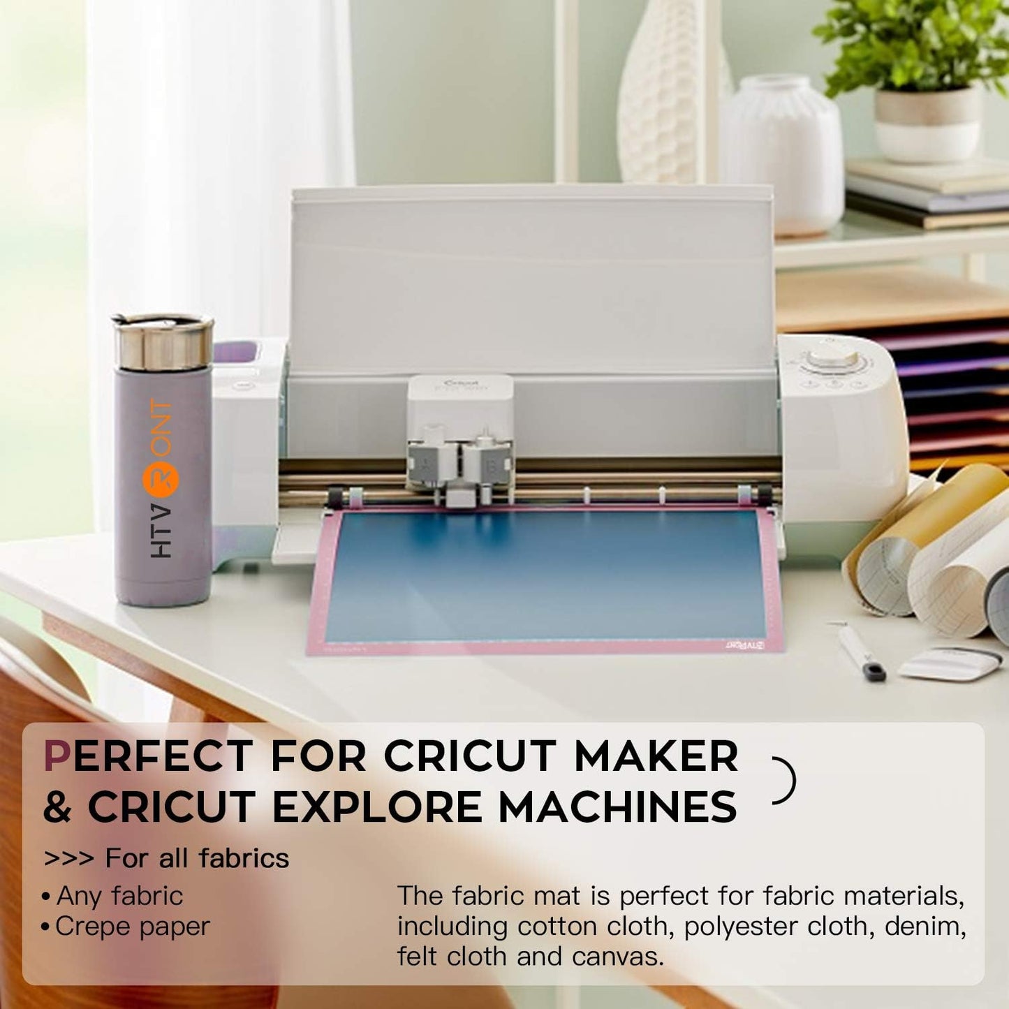 HTVRONT Fabric Grip Cutting Mat 12X12, 3 Pack, Quilting & Crafting | Compatible with Cricut Maker 4/3/Maker, Explore 5/4/3/Air 2/One Machine, Fabric Adhesive Sticky, Quilting Cutting Mats