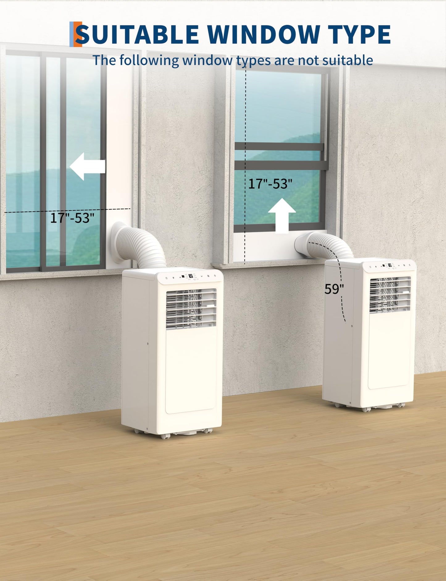 Portable Air Conditioner, 8000 BTU for Rooms up to 350 Sq. Ft. 4 Modes with Remote Control Quiet AC, Dehumidifier, Fan Includes Window Installation Kit, 24-Hour Timer,Sleep Mode,White
