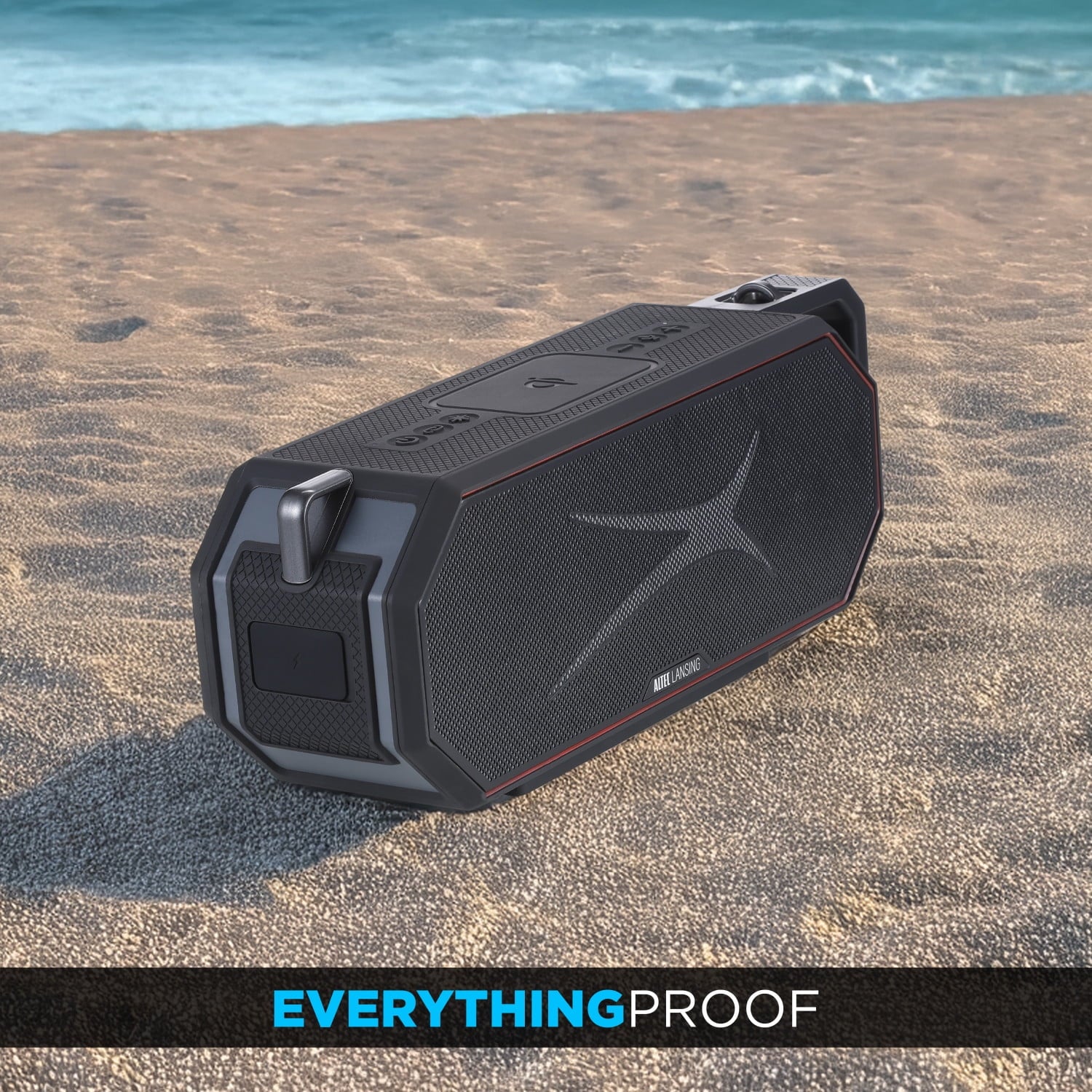Hydrashock 2.0 Everythingproof™ Bluetooth Speaker, 20H Playtime, Hyperedge LED, Qi Wireless Charging, IP67 Waterproof, Party Sync, USB-C Fast Charge