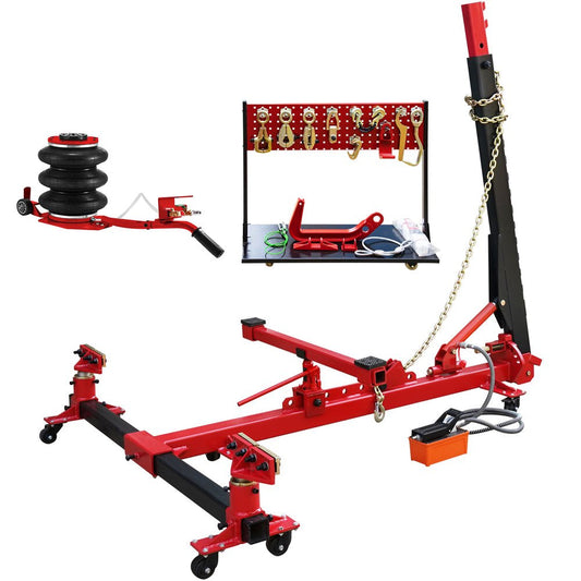 Auto Body Frame Straightener 10 Ton PSI Air Pump Frame Puller Portable Auto Body Puller Frame Straightener with Clamps and 10,000 PSI Hydraulic Foot Pump for Auto Repair Shop