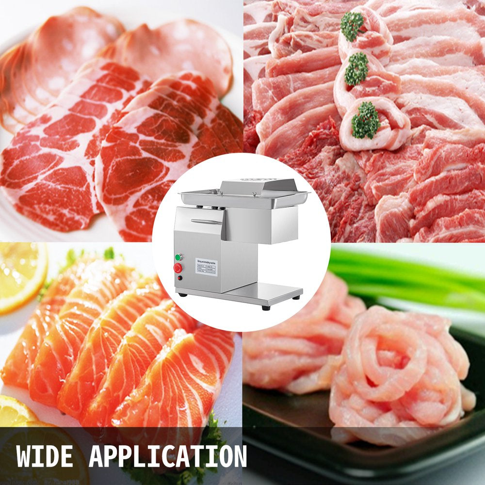 brand Commercial Meat Cutter Machine 3 Mm Stainless Steel with Pulley 600W Electric Food Cutting Slicer, 18 X 12 Inch, Silver