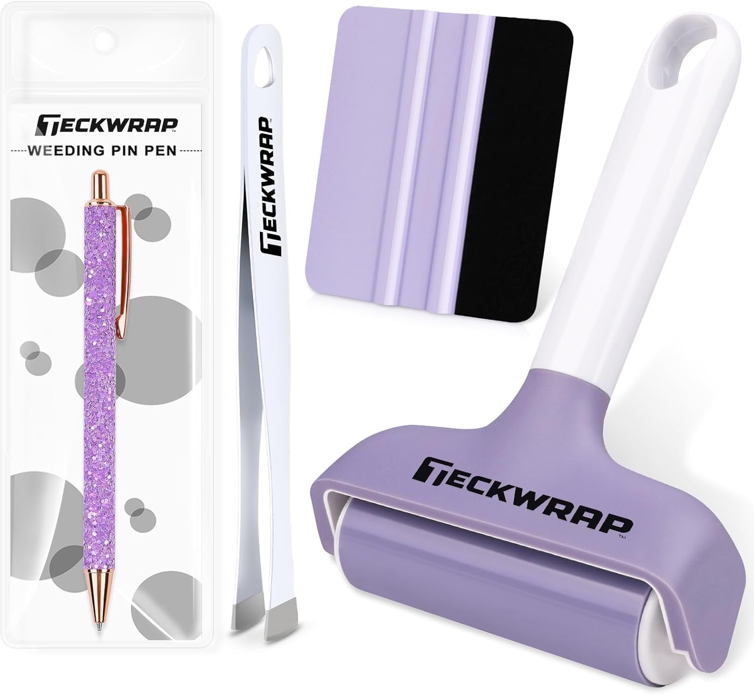 Brayer Roller Set, 4 PCS – Printmaking Brayer with Pin Pen, Tweezers & Felt Squeegee for Vinyl, Iron-On, Scrapbooking, Stamping, and Card Making