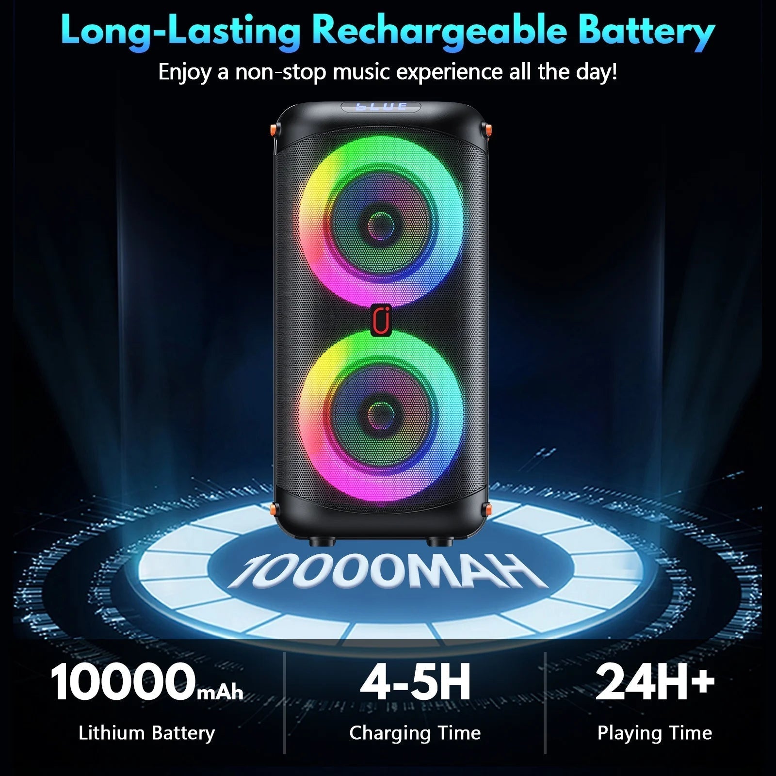 Bluetooth Party Speaker, Dual 6.5'' Subwoofer Loud Portable Speaker with 2 Microphones, T27-T