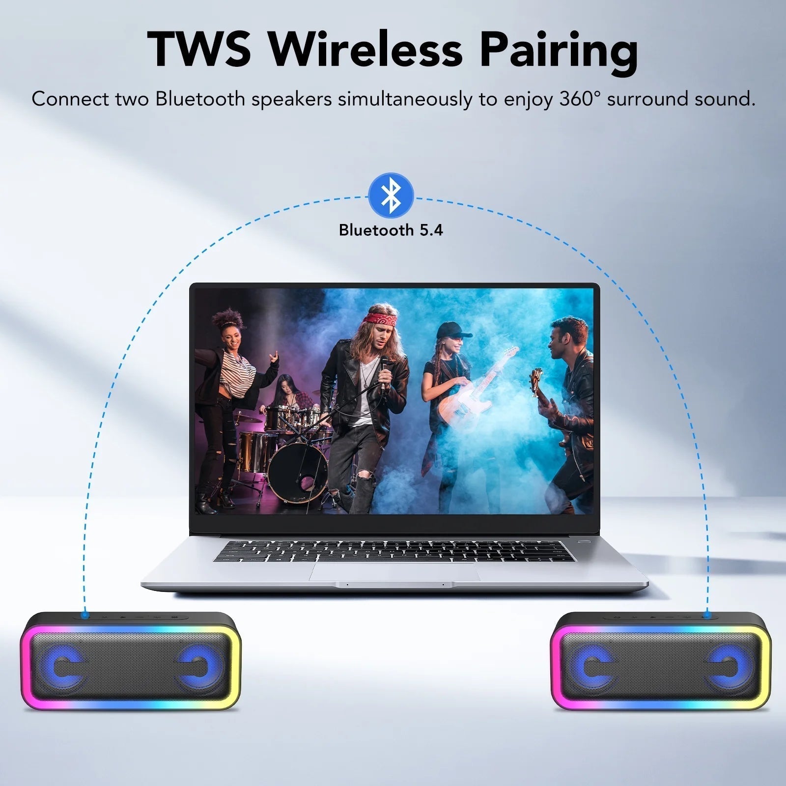 Portable Bluetooth Speaker IP7 Waterproof, 40W Loud Sound Wireless Ultra Bluetooth Speaker, 30H Playtime, Deep Bass, Colorful LED Lights, BT5.4, Suitable for Home/Party/Outdoor/Beach/Gift Black