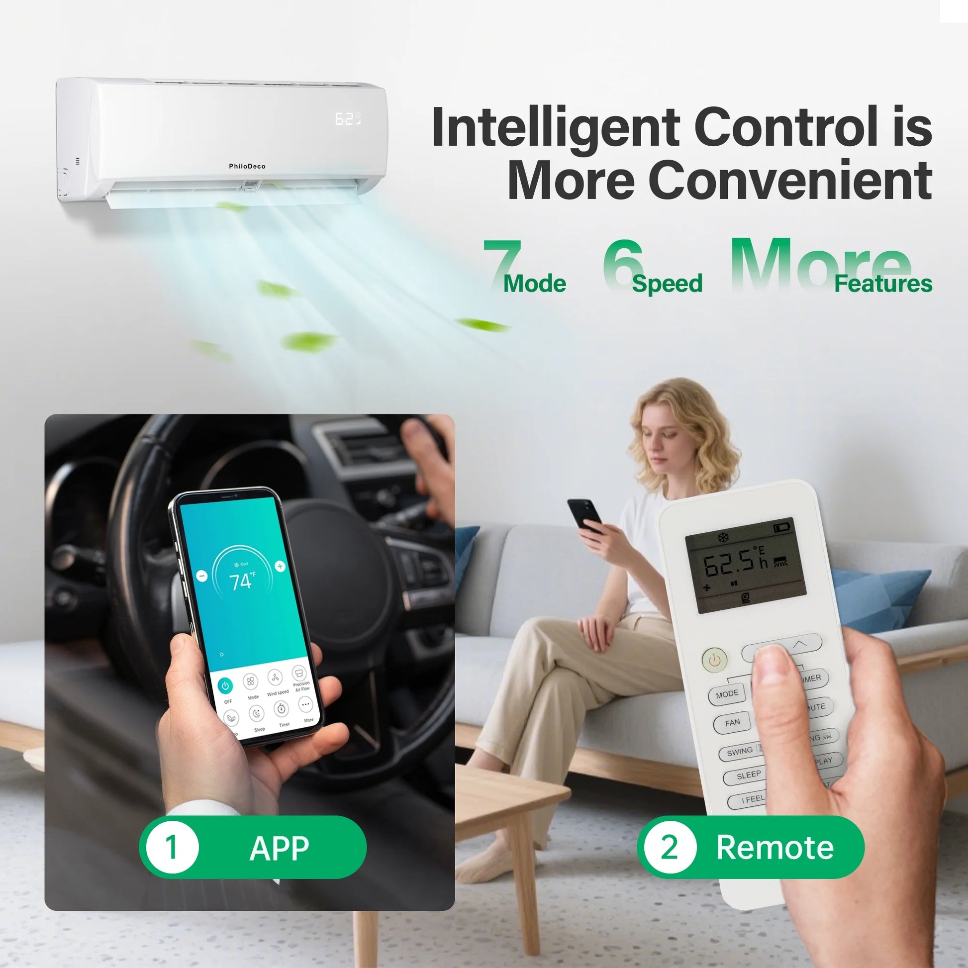 11500 BTU Mini Split Air Conditioner & Heater, Wifi Enabled 115V Energy Saving Wall Mounted Inverter Ductless AC Unit Cools up to 750 Sq. Ft, Heat Pump & Installation Kit